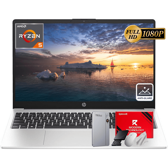 HP 255 G10 Business Laptop, 32GB RAM, 512GB PCIe SSD, AMD Ryzen 5 7530U Processor (Beats i7-1355U), 15.6" FHD LED Display, WiFi 6, Spill-Resistant Keyboard, Windows 11 Pro