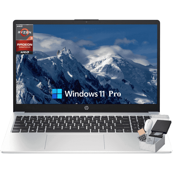 HP 255-G10 Business Laptop Computer - 15.6" Full HD • Ryzen 3 7330U (up to 4.3 GHz) • Wi-Fi 6 -Windows 11 Pro, for Person Use or Work, Silver(32GB RAM, 1TB SSD)