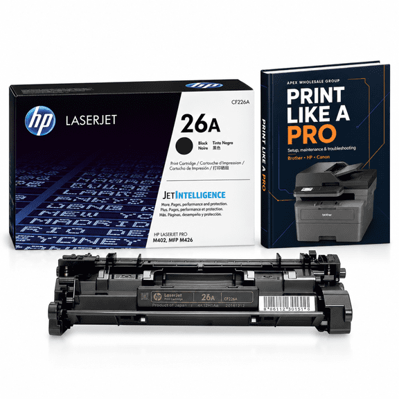 HP 26A Black Toner Cartridge - Sold Without Manufacturer Warranty + Bundle with AWG Printer eBook