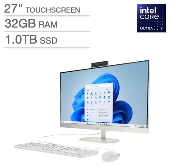 HP 27" All-in-One Touchscreen Desktop - Intel Core Ultra 7 255U - FHD (1920 x 1080) - 32GB Memory - 1TB SSD - Windows 11 Home