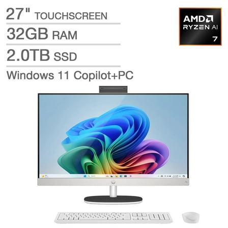 HP 27" All-in-One Touchscreen Desktop PC - AMD Ryzen AI 7 350 - Copilot+ PC - FHD (1920 x 1080) - 32GB Memory - 2TB SSD - Windows 11 Home
