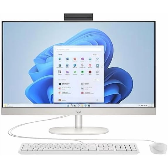 HP 27" FHD All-In-One Desktop PC Intel Core i5-1334U, 16GB RAM, 512GB SSD, Keyboard and Mouse, Windows 11 Home, White