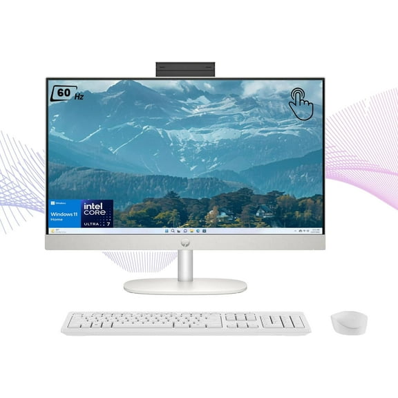 HP 27 Ultra 7 Touchscreen Business All-in-One Desktop, 27" FHD Touchscreen, Intel Core Ultra 7 255U (Beats Intel i7-1355U), 16GB DDR5 RAM, 1TB SSD, Wireless KB & Mouse, Wi-Fi 6, Windows 11 Home,White
