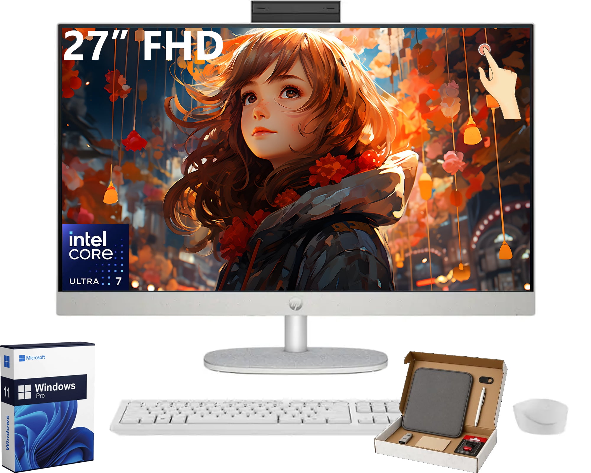 HP 27-inch All-in-One Desktop PC • 64GB RAM • 2TB SSD • Intel Core Ultra 7-155U • FHD Touchscreen Display • Windows 11 Pro • Business AIO for Everyday Use