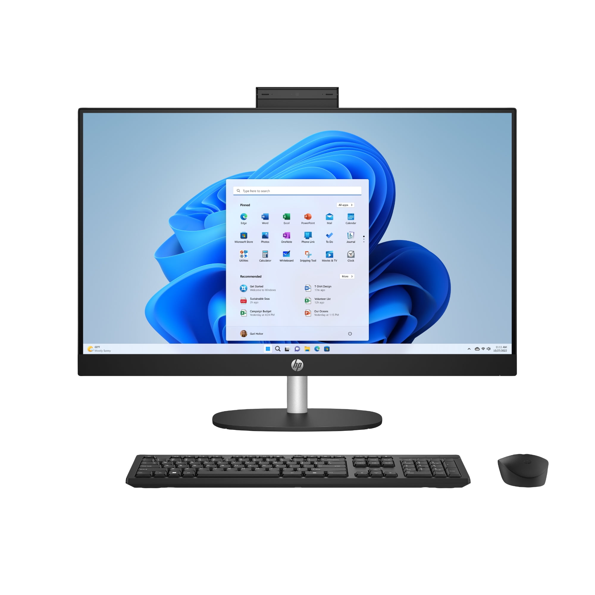 HP 27 inch Touch Screen All-in-One Desktop PC, AMD Ryzen 7, 12GB