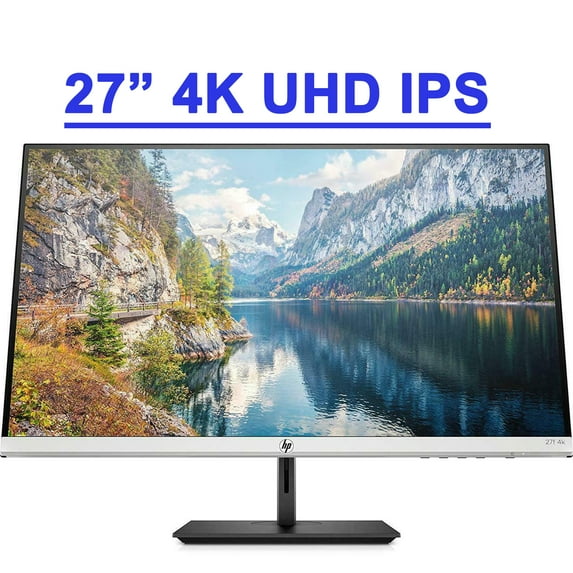 HP 27f Premium 4K Monitor 27 4K UHD (3840 x 2160) 60Hz Refresh Rate IPS Panel 5ms GTG 16:9 300 nits Brightness Up to 1.07 billion Colors AMD FreeSync technology 178 Viewing Angle DisplayPort HDMI