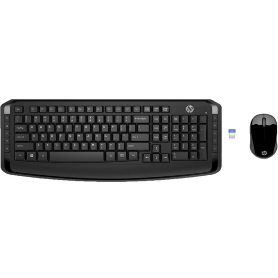 HP 300 Wireless Keyboard and Mouse 3ML04AA#ABL, 2.4 GHz wireless connection, Single USB Nano Receiver, Ultra-precise mouse, Ideal for Office Work, Black (2023 Latest Model)