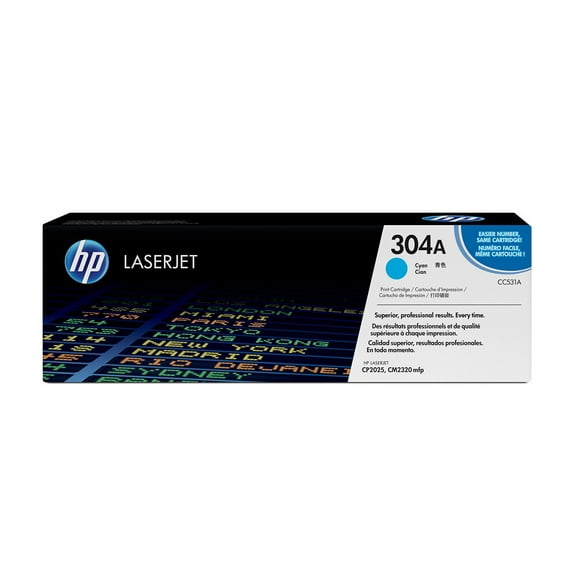 HP 304A Cyan Original LaserJet Toner Cartridge, ~2,800 pages, CC531A