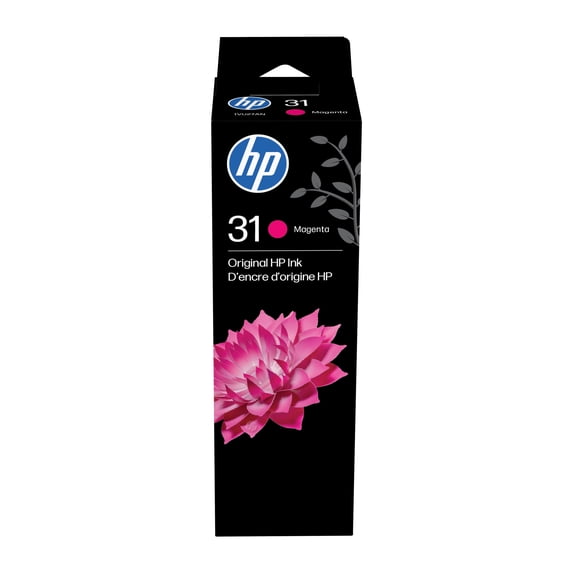 HP 31 70-ml Magenta Original Ink Bottle, 1VU27AN, Inkjet, Magenta, 8000 Pages, 70 mL Cyan, High Yield, 1 Bottle