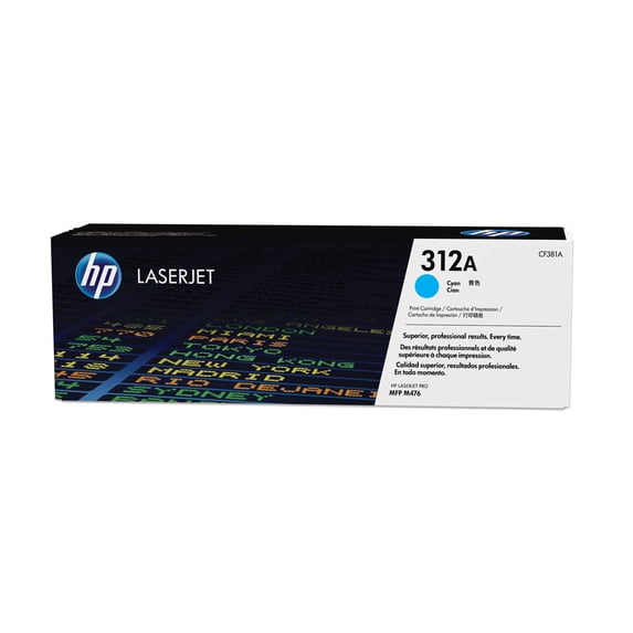 HP 312A Cyan LaserJet Toner Cartridge, ~2,700 pages, CF381A