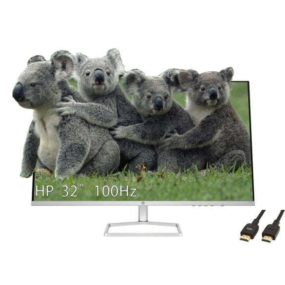 HP 32 Inch Full HD(1920X1080) VA Panel Monitor, Anti-Glare Display, 100Hz Refresh Rate, 7 MS Response Time, 2 x HDMI 1.4, 1 x VGA, 16:9 Aspect Ratio, Silver, with 5ave HDMI Cable