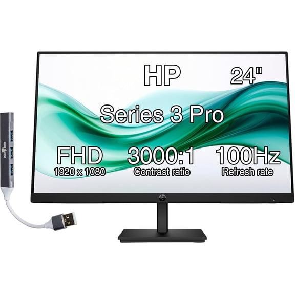 HP 324pv 23.8" FHD VA Monitor 9U5C1AA#ABA, 100Hz, 5ms, 250 Nits, w/DKZ Hub