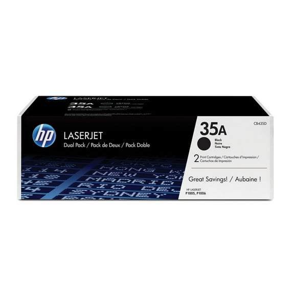 HP 35A 2-pack Black Original LaserJet Toner Cartridges, ~1,500 pages, CB435D