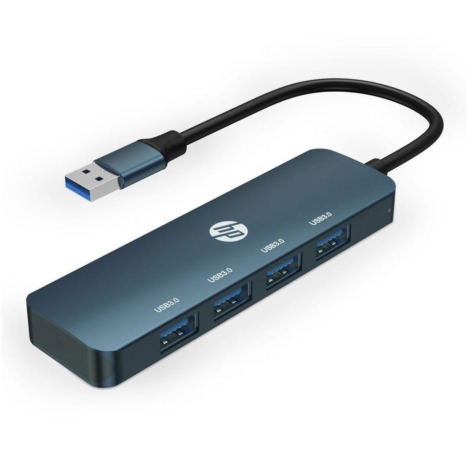 HP - 4 Port USB 3.0 Hub, Up to 5Gbps, Compatible with USB2.0 / USB1.1 for Mac, PC or Mobile Hard Drive, Black - image 1 of 5