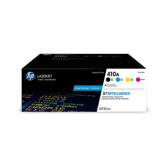 HP 410A 4-pack Black/Cyan/Magenta/Yellow Original LaserJet Toner Cartridges,