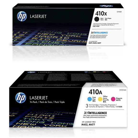 HP 410X 410A SET | CF410X High Yield , CF411A, CF412A, CF413A | HP Color LaserJet Pro M452 Series, M377dw, MFP 477 Series