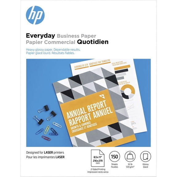 HP 4WN08A Laser Print Glossy 8.5" x 11" 120gsm Photo Paper, 150-Sheet/Pkg