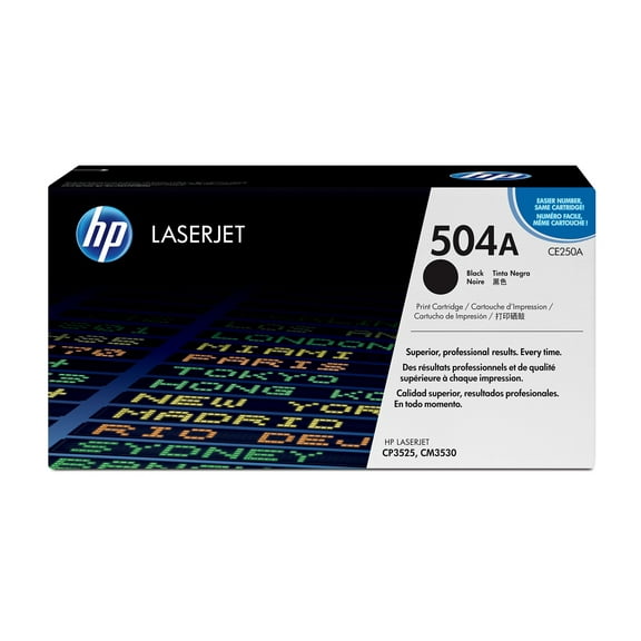HP 504A Black Original LaserJet Toner Cartridge, ~5,000 pages, CE250A
