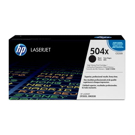 HP 504X (CE250X) Toner Cartridge, Black High Yield