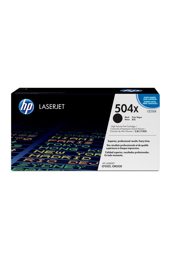 HP 504X High Yield Black Original LaserJet Toner Cartridge, ~10,500 pages,