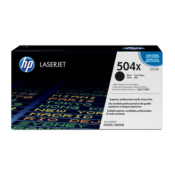 HP 504X High Yield Black Original LaserJet Toner Cartridge, ~10,500 pages,