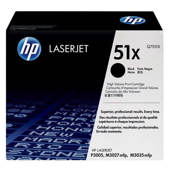 HP 51X High Yield Black Original LaserJet Toner Cartridge, ~13,000 pages, Q7551X