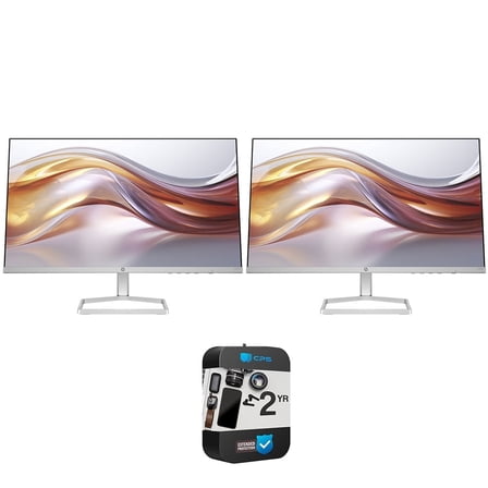 HP 524sf Series 5 24" FHD 100Hz 1500:1 5ms IPS Dual Monitor, Black/Silver Bundle with 2 Year CPS Enhanced Protection Pack