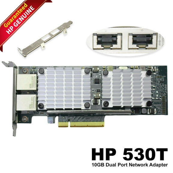 HP 530T 10Gb 2-Port PCIe Ethernet Adapter 656596-B21 Low Profile Card