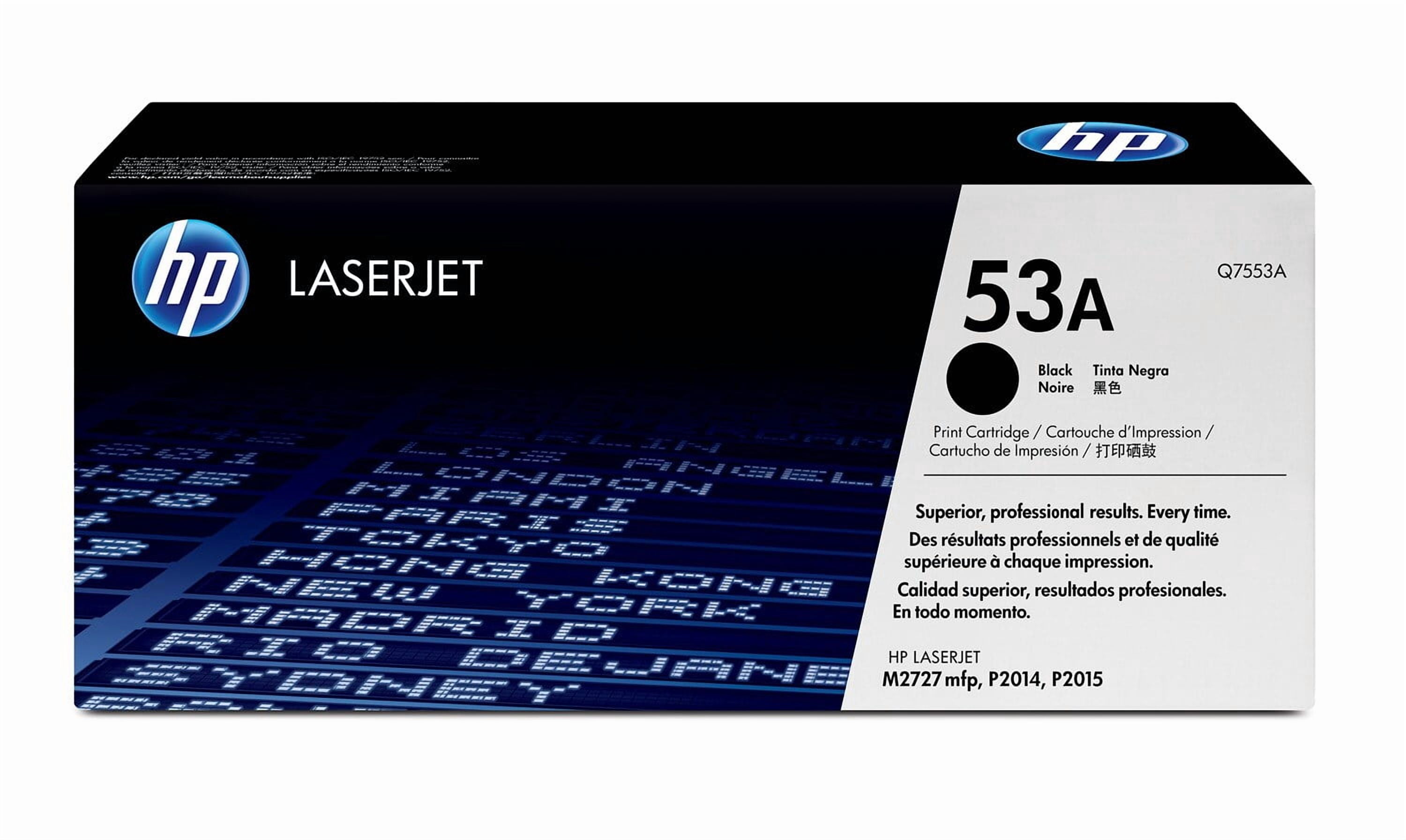 HP 53A Black Original LaserJet Toner Cartridge, ~3,000 pages, Q7553A