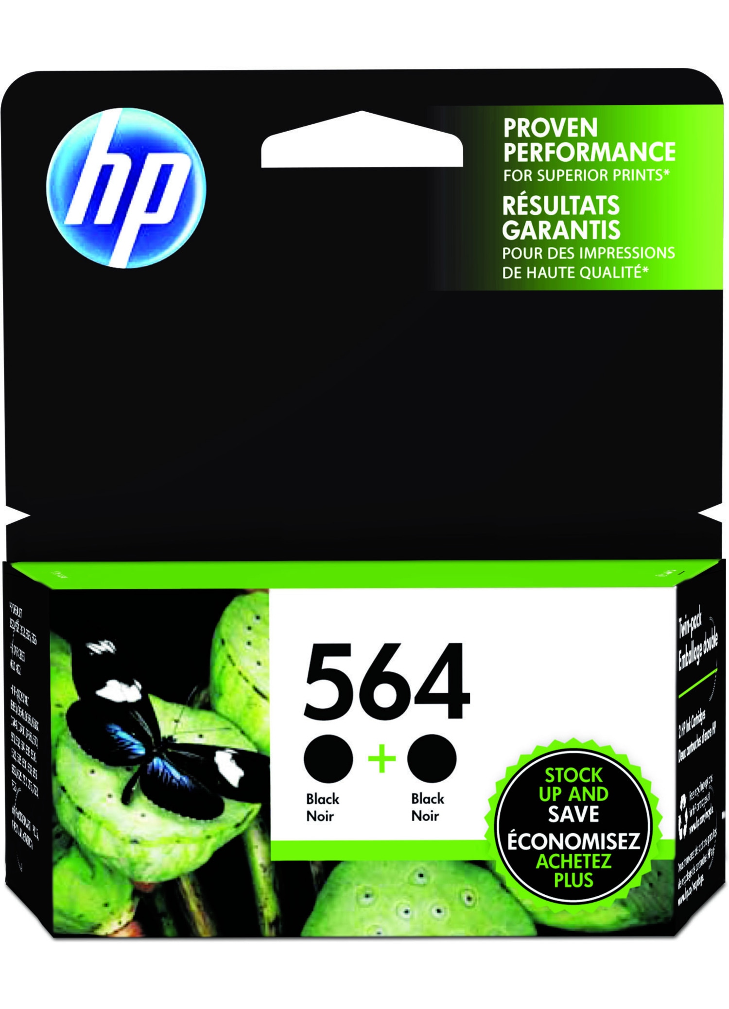 HP 564 2-pack Black Original Ink Cartridges, Per cartridge: ~250 pages, - image 1 of 8