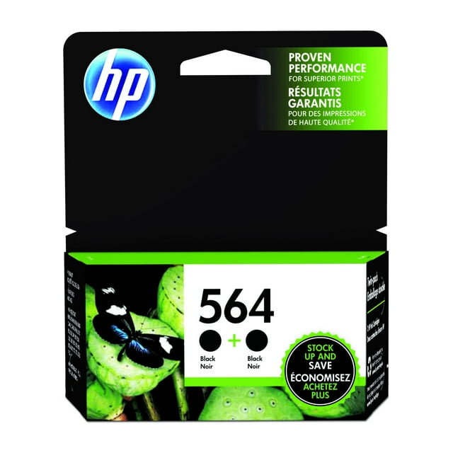 HP 564 2-pack Black Original Ink Cartridges, Per cartridge: ~250 pages,