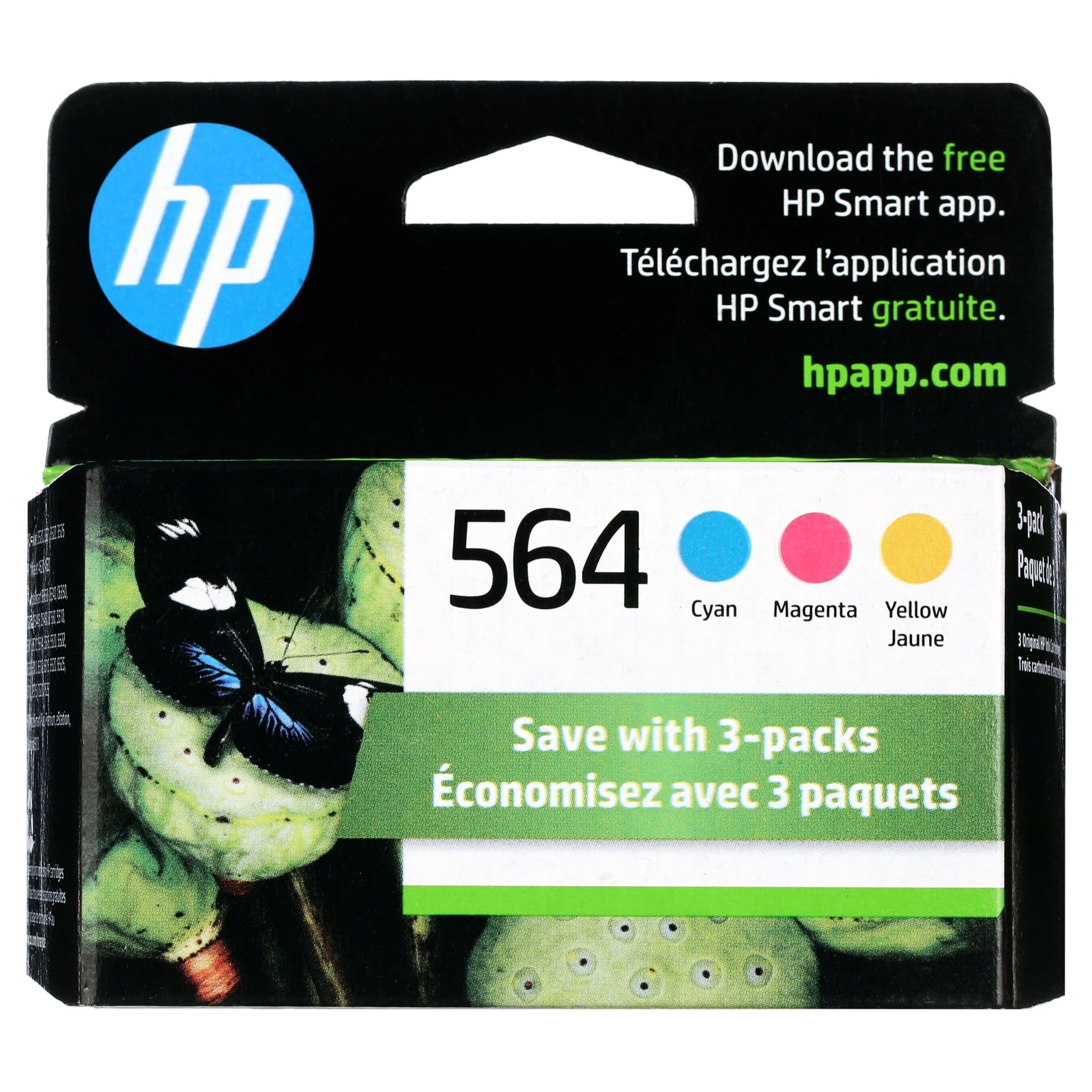 HP 564 Original Ink Cartridges 3-pack - Cyan, Magenta, Yellow