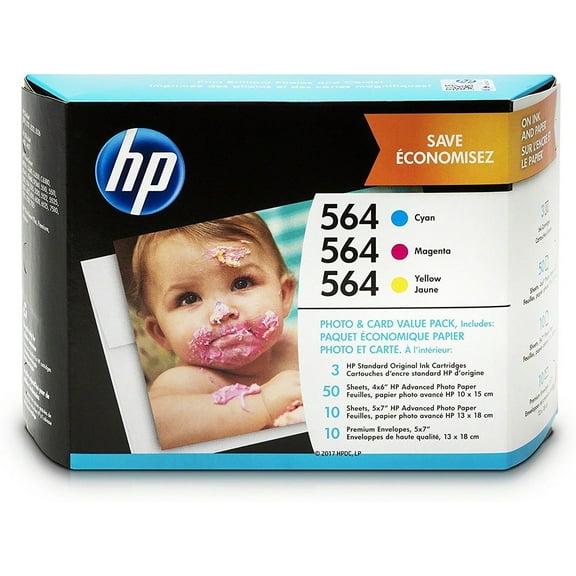 HP 564 Photo and Card Value Pack-50 sheet/4 x 6 in and 20 sheet/5 x 7 in, Per