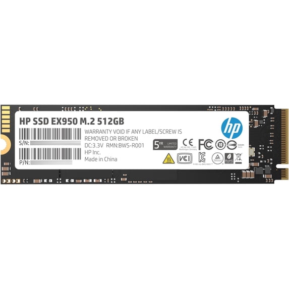 HP 5MS22AA#ABC EX950 512GB M.2 2280 PCIe 3.1 x4 NVMe 3D TLC NAND Internal Solid State Drive (SSD) Max 3500 MBps