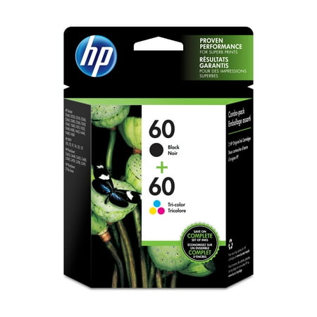 HP 60 Black/Tricolor Ink Cartridges (N9H63FN#140), Pack Of 2