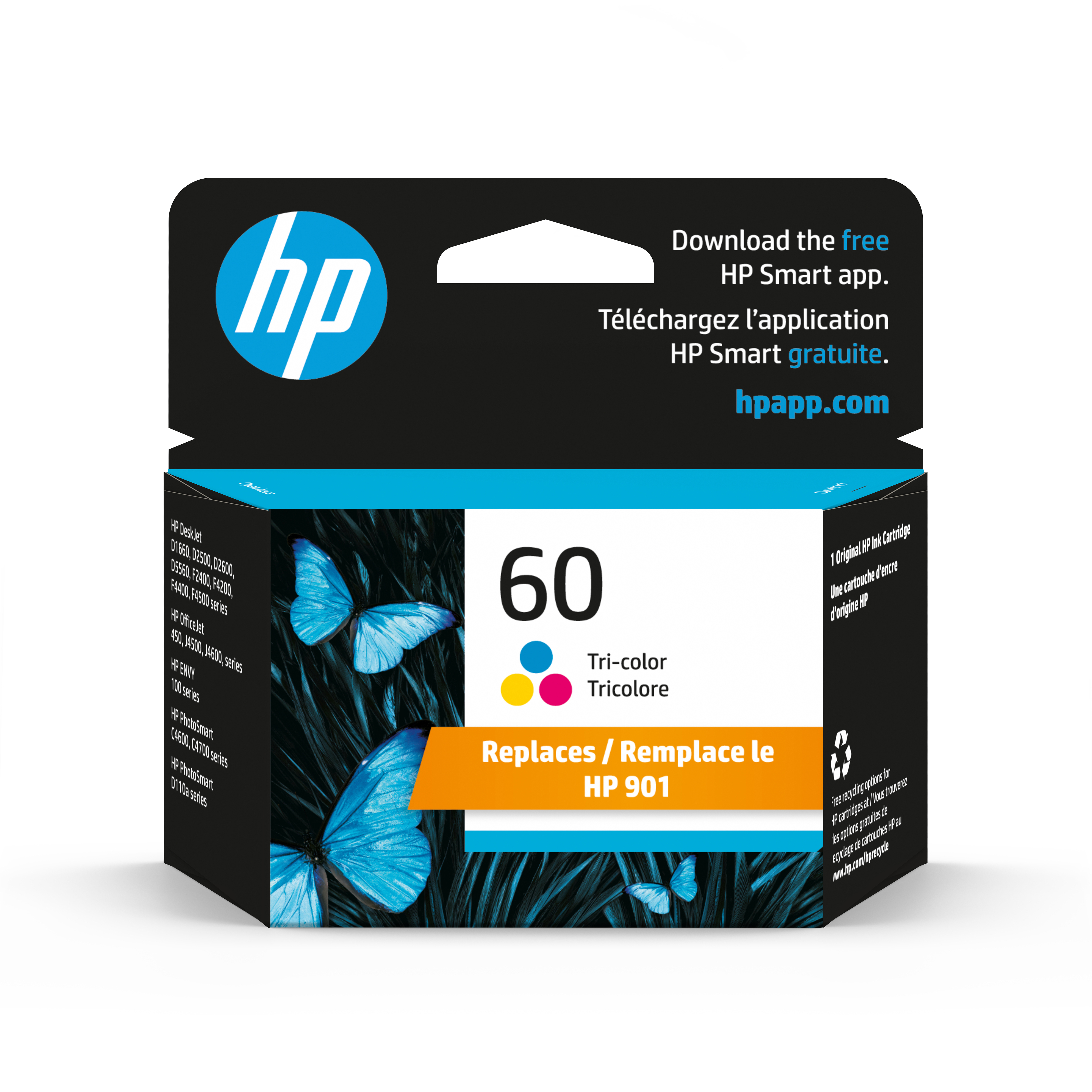 HP 60/901 Tri-Color Original Ink Cartridge (CC643WN) - image 1 of 7