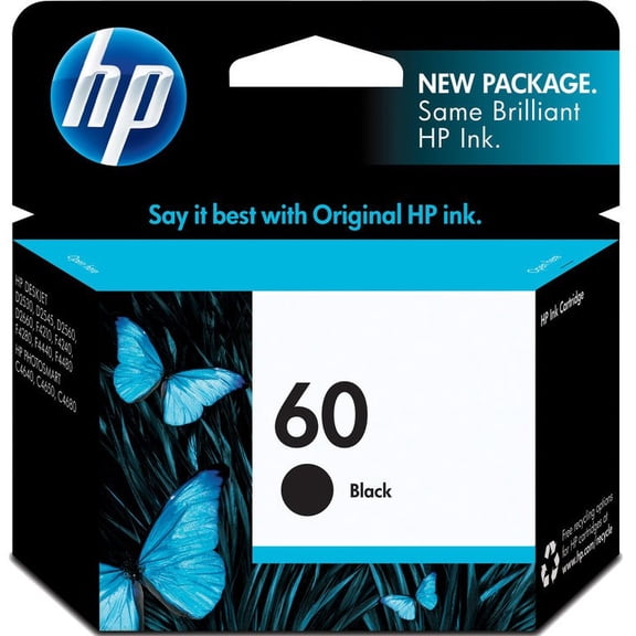 HP 60 Black Original Ink Cartridge (CC640WN) Genuine HP Ink for DeskJet & ENVY Printers Sold without Manufacturer Warranty
