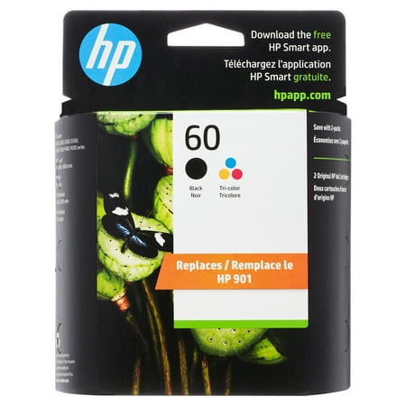 HP 60 Tri-Color/Black High Yield Original Ink Cartridge, 2-Pack (N9H63FN)