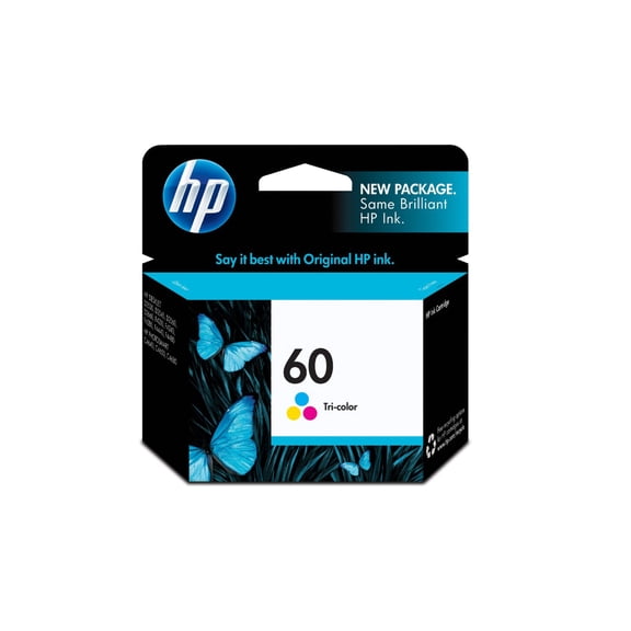 HP 60 Tri-Color Original Ink Cartridge (CC643WN) Cyan, Magenta & Yellow Genuine HP Ink for DeskJet & ENVY Printers Sold without Manufacturer Warranty