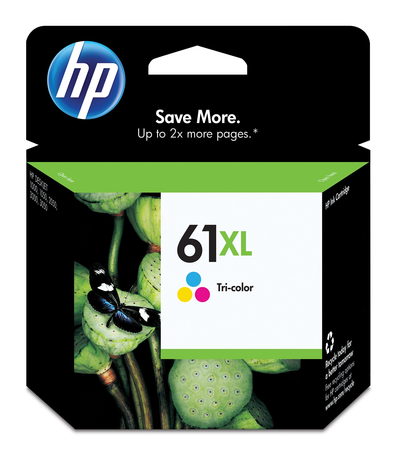 HP 61XL High Yield Tri-color Original Ink Cartridge, ~300 pages, CH564WN#140 - image 1 of 8