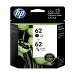 HP 62 Black/Tri-color Ink Cartridges for HP Printers (2-pack) | Works with Printer Series: ENVY 5540, 5640, 5660, 7640, OfficeJet 5740, 8040, OfficeJet Mobile 200, 250 | N9H64FN