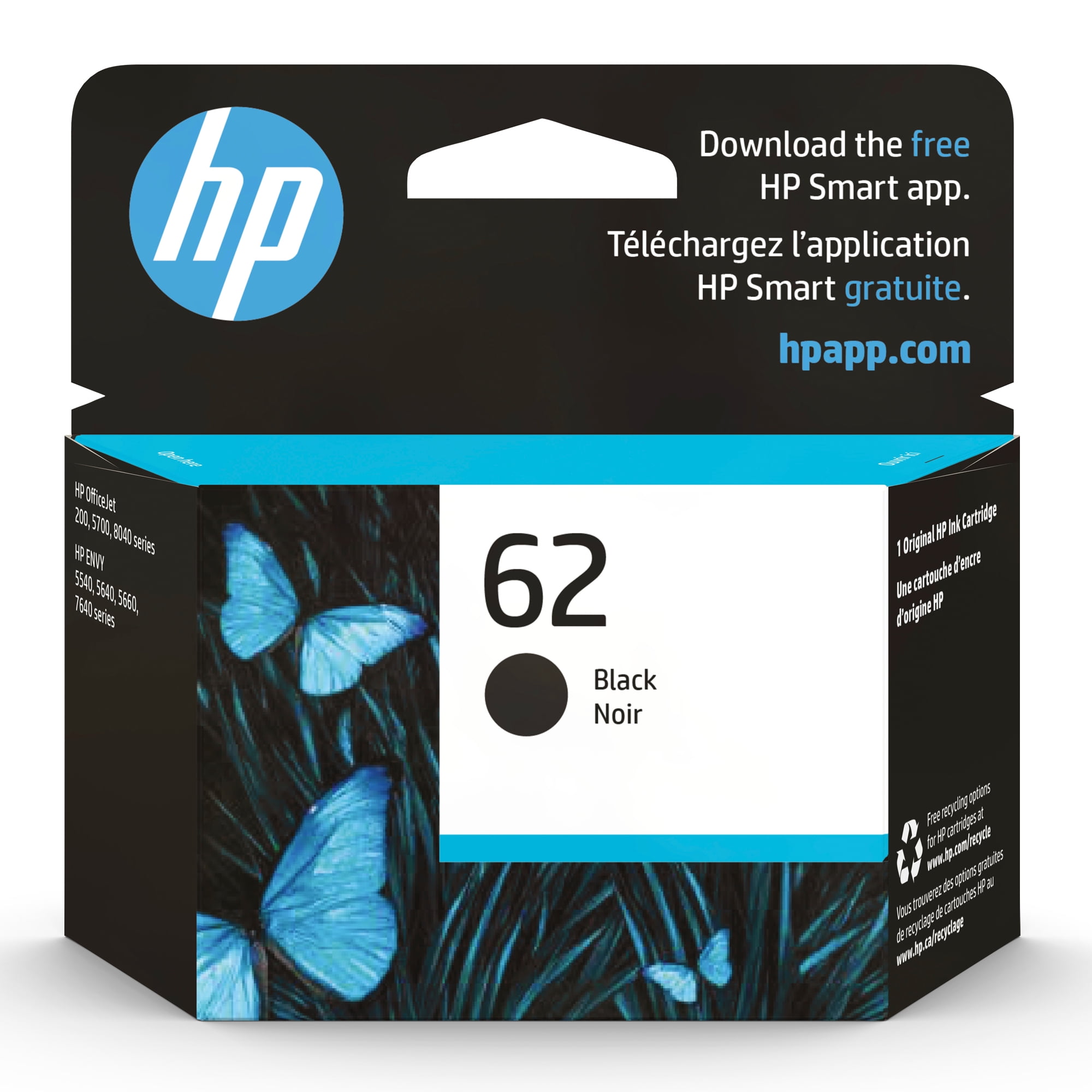 HP 63 Original Black Ink Cartridge F6U62AN for HP DeskJet Envy OfficeJet Printers Fade Resistant 190 Pages Yield Walmart