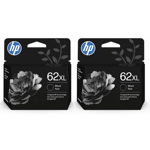 HP 62XL Black High-Yield Ink Twin Pack | Works with Printer Series: Envy 5540, 5640, 5660, 7640, OfficeJet 5740, 8040, OfficeJet Mobile 200, 250 |(Sold without Manufacturer Warranty)