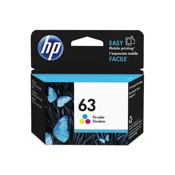 HP 63 Black Original Ink Cartridge, 190 Pages w/ HP 63 TRI-COLOR INK CARTRIDGE