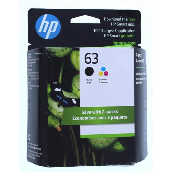 HP 63 Black and Tri-Color Original Ink Cartridges L0R46AN 2-Pack Combo for DeskJet 3630 (Sold Without Manufacturer Warranty)