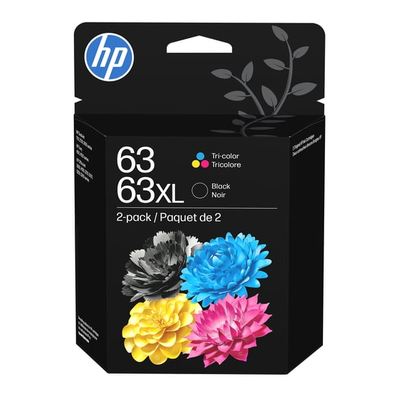 HP 63 Clr/63XL Blk Ink Crtg Combo 2-Pk