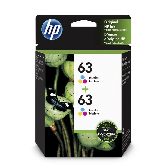 HP 63 Ink Cartridges Tricolor, 2 Cartridges (1VV67AN)