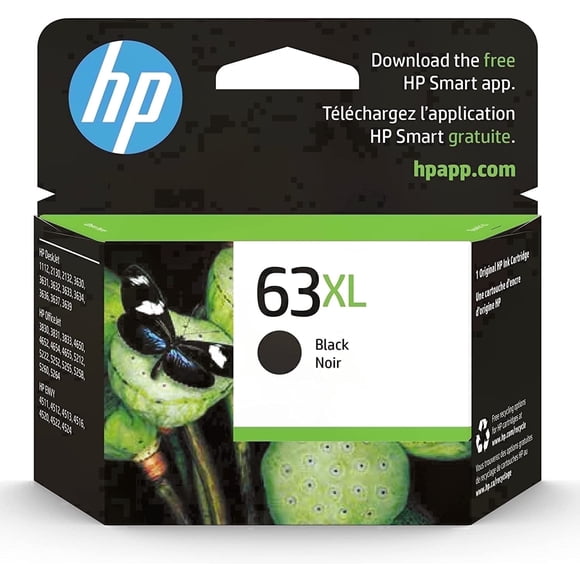 Genuine 63XL Black High-yield Ink Cartridge | Works with DeskJet 1112, 2130, 3630 Series ENVY 4510, 4520 Series;  (Sold without manufacturer Warranty)