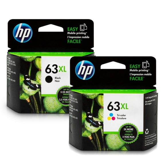 HP 63XL Black & Tri-Color High Yield Original Ink Cartridges 2-Pack L0R44BN (Sold without manufacturer warranty)
