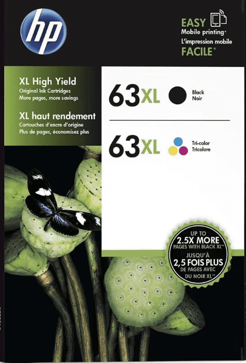 HP 63XL High Yield Black and High Yield Tri-Color Combo | Works with DeskJet 1112, 2130, 3630;Envy 4510, 4520; OfficeJet 3830, 4650, 5200 | | (Sold without Manu